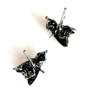 Image of Antiqued Silver Bluebottle Fly Stud Earrings