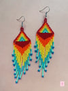 Beaded Fringe Earrings- Rainbow
