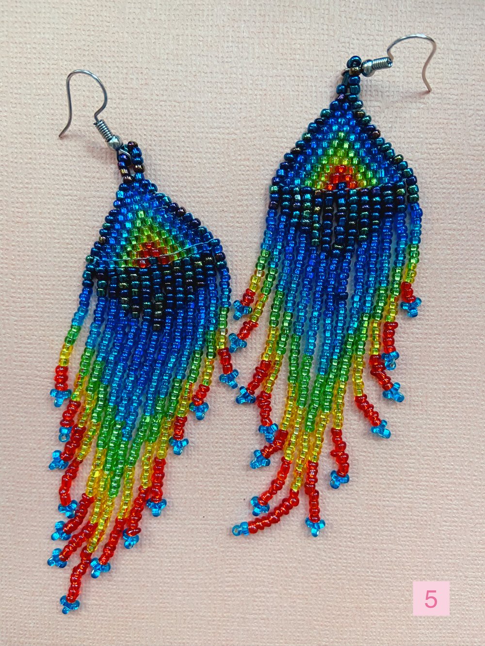 Beaded Fringe Earrings- Rainbow