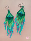 Beaded Fringe Earrings- Green