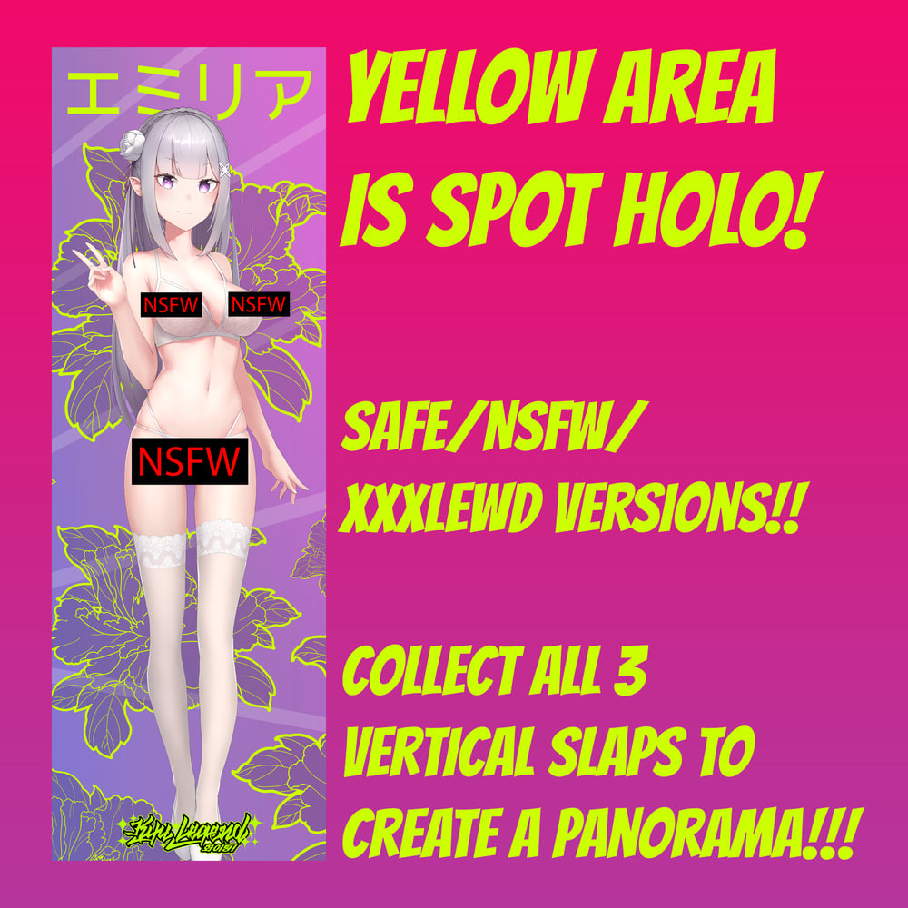 EMILIA - Re:Zero - Vertical Holo Slap Sticker [SAFE/SEXY/LEWD versions]