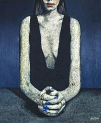 Image 1 of Woman at a table, acrylic on canvas