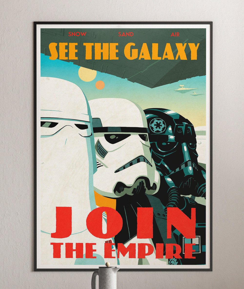 Join the Empire - Star Wars Poster, Propaganda posters, Star Wars Movies, Stormtrooper