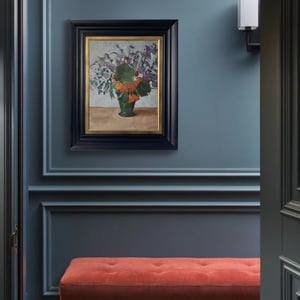 Image of Mid 20thC, French Oil Painting, 'Nasturtiums and Canterbury Bells'