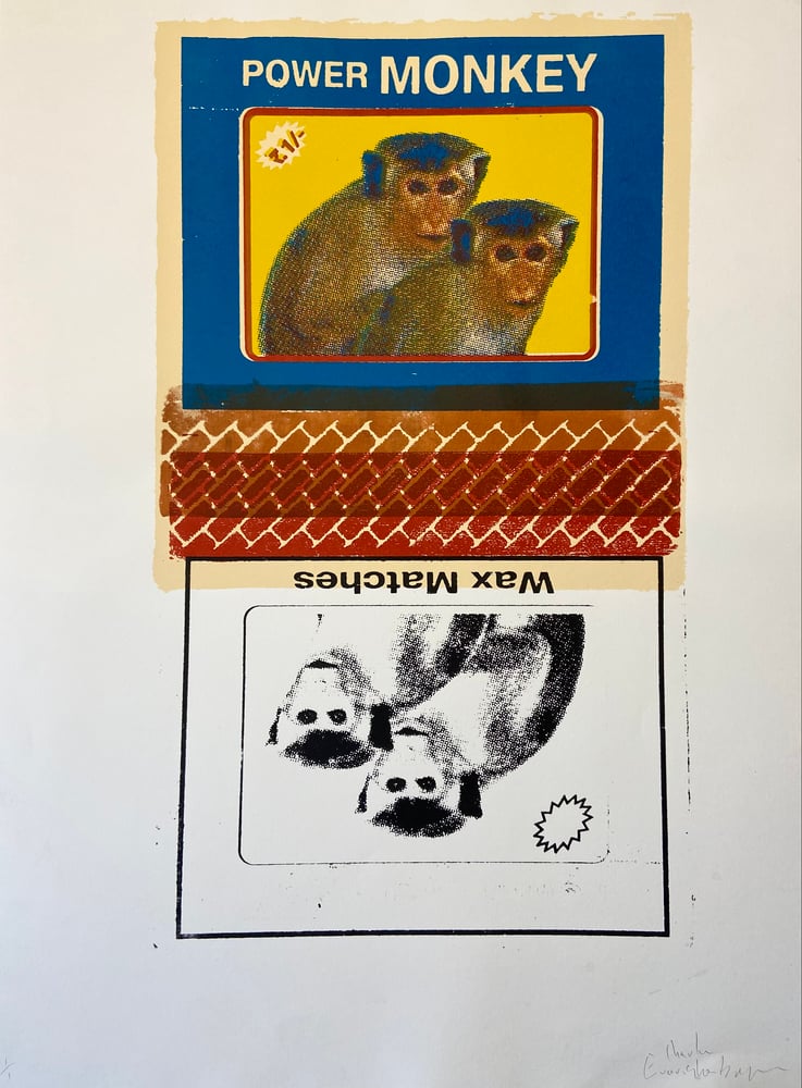 Image of Power Monkey Wax Matches (misprint, monoprint) by Charlie Evaristo-Boyce