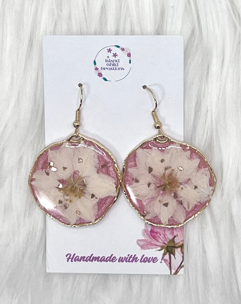 Image of PINK WHITE FLOWER DANGLES