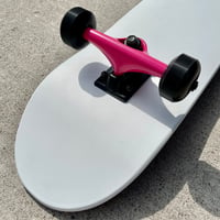 Image 1 of White Complete Skateboard w/ Pink Trucks