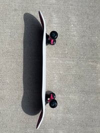 Image 4 of White Complete Skateboard w/ Pink Trucks
