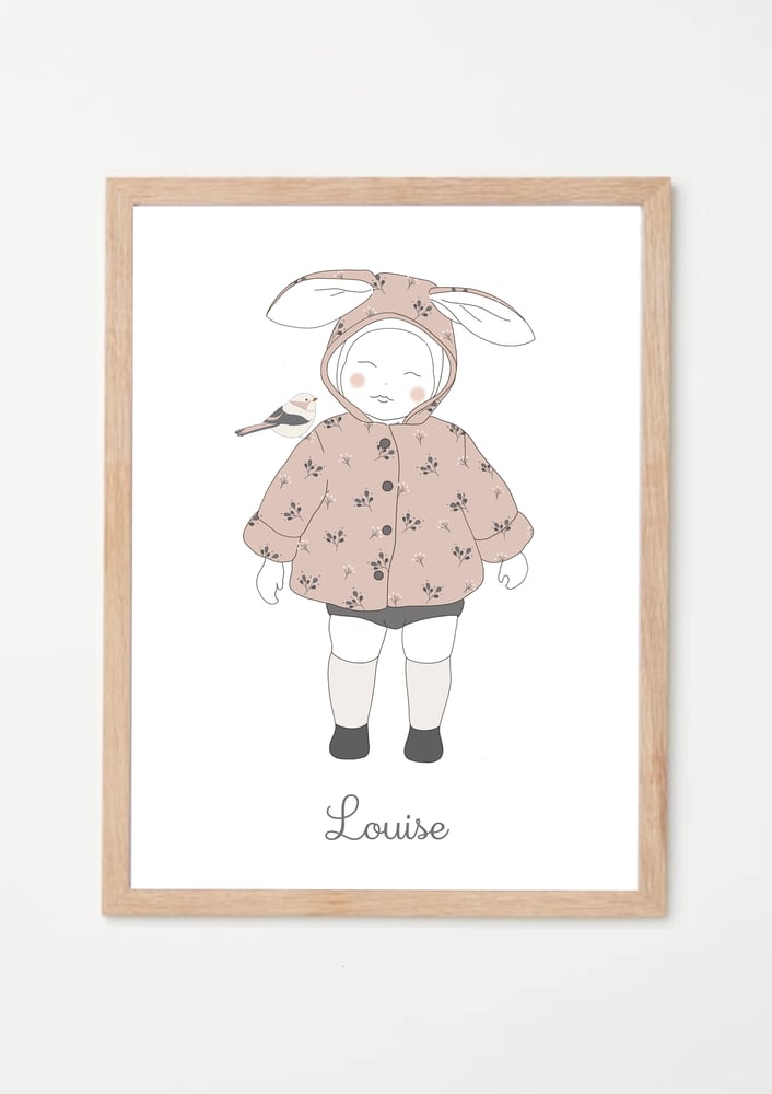 Image of Affiche - Mon petit lapin fille - personnalisable 