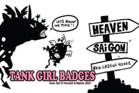 Image 3 of TANK GIRL "LET'S BOOGY WE PUKE" BADGE with exclusive backing card