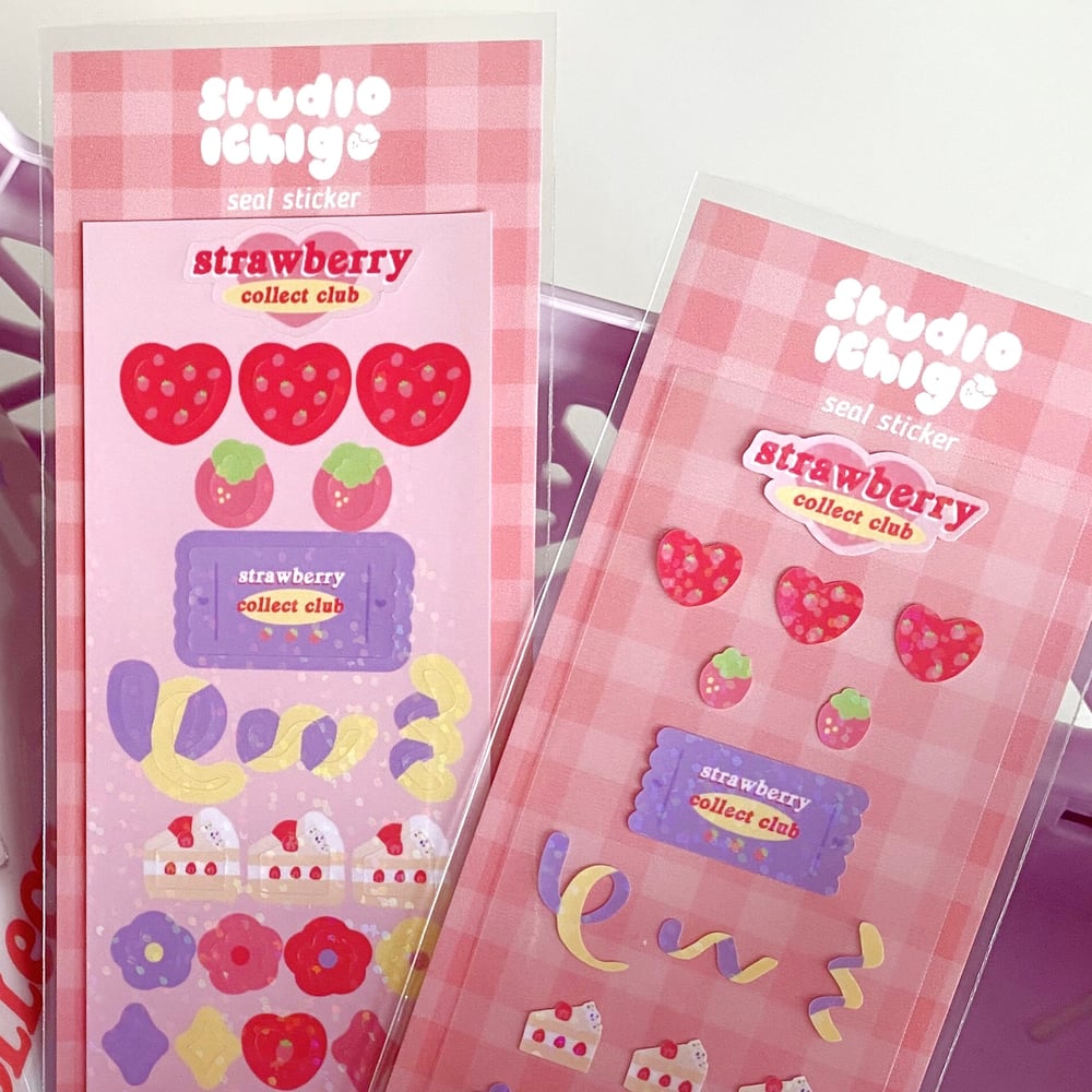 Image of Strawberry Collect Club Glitter Seal Sticker Sheet