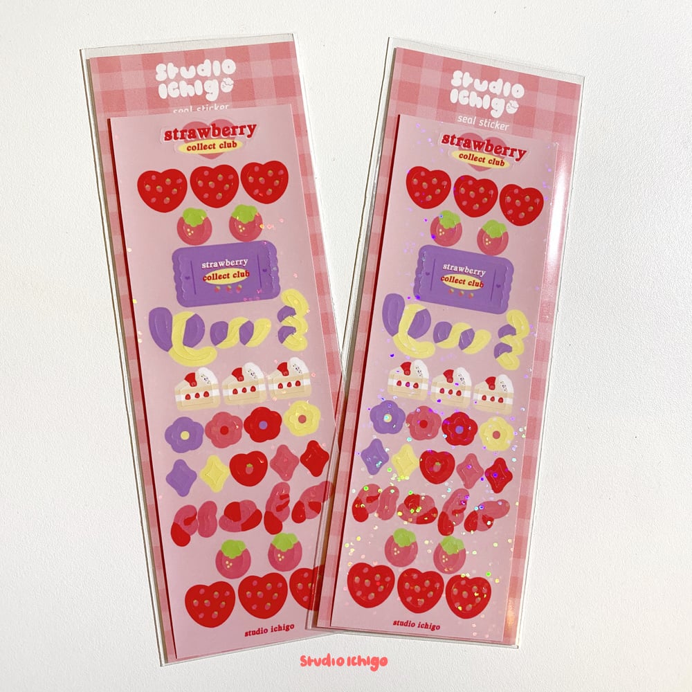 Image of Strawberry Collect Club Glitter Seal Sticker Sheet