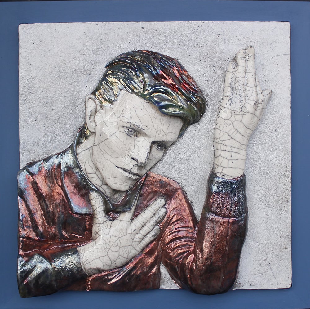'Heroes' Raku Wall Panel Painted Ceramic (Framed)
