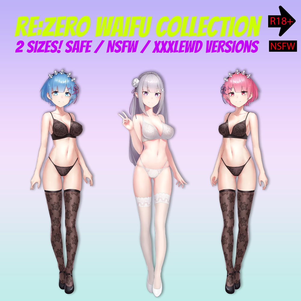 re:Zero Rem / Emilia / Ram fullbody stickers - [SAFE/NSFW/XXXLEWD]