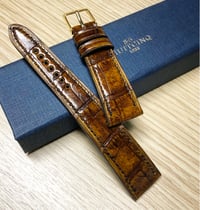 Image 1 of Hand-stitched Antique Tan Alligator watch strap