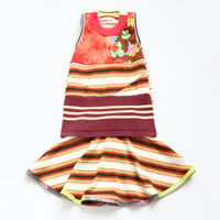 Image 1 of superstripe stripe brown red floral 6 6/7 tank sleeveless skirt set courtneycourtney