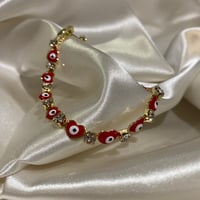 Iced Evil Eye Bracelet - Hearts (Red)