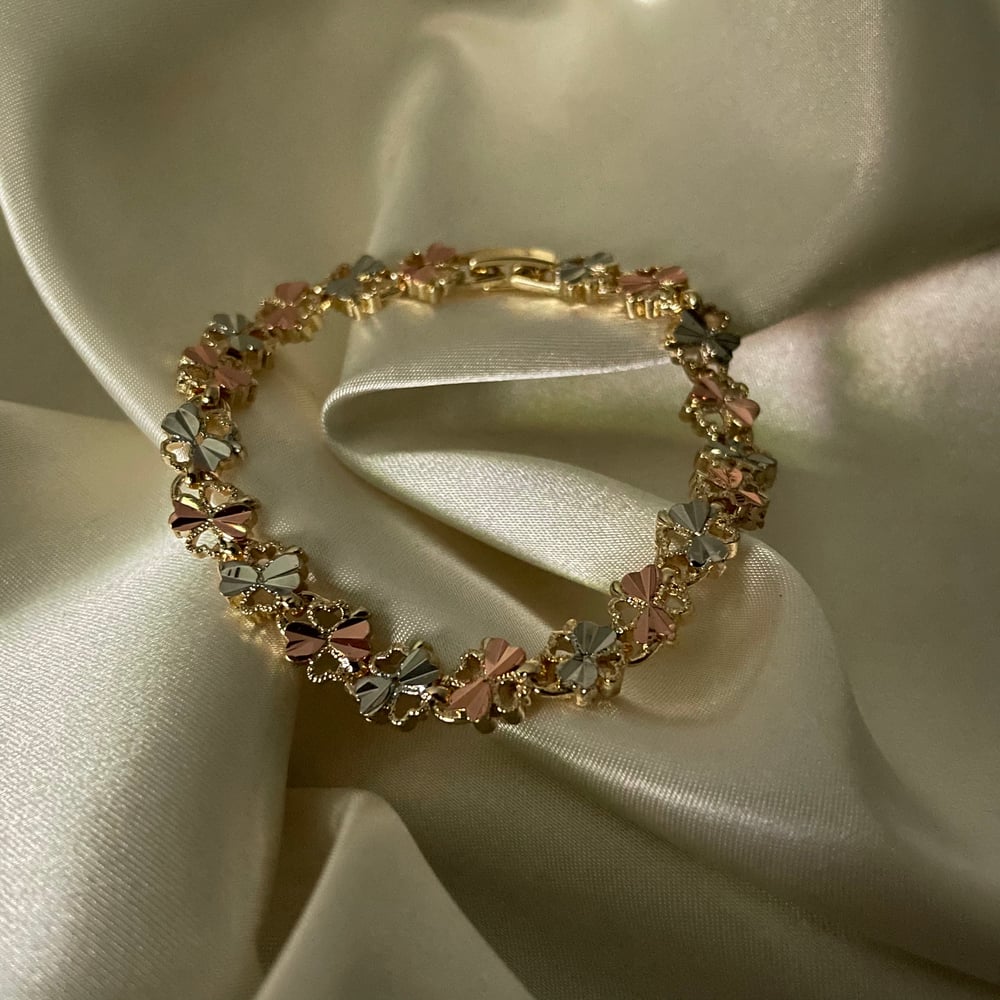 Tri-Color Gold Flower Bracelet