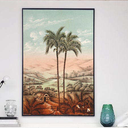 Single Palm Tree Vintage Film Reel Wall Art