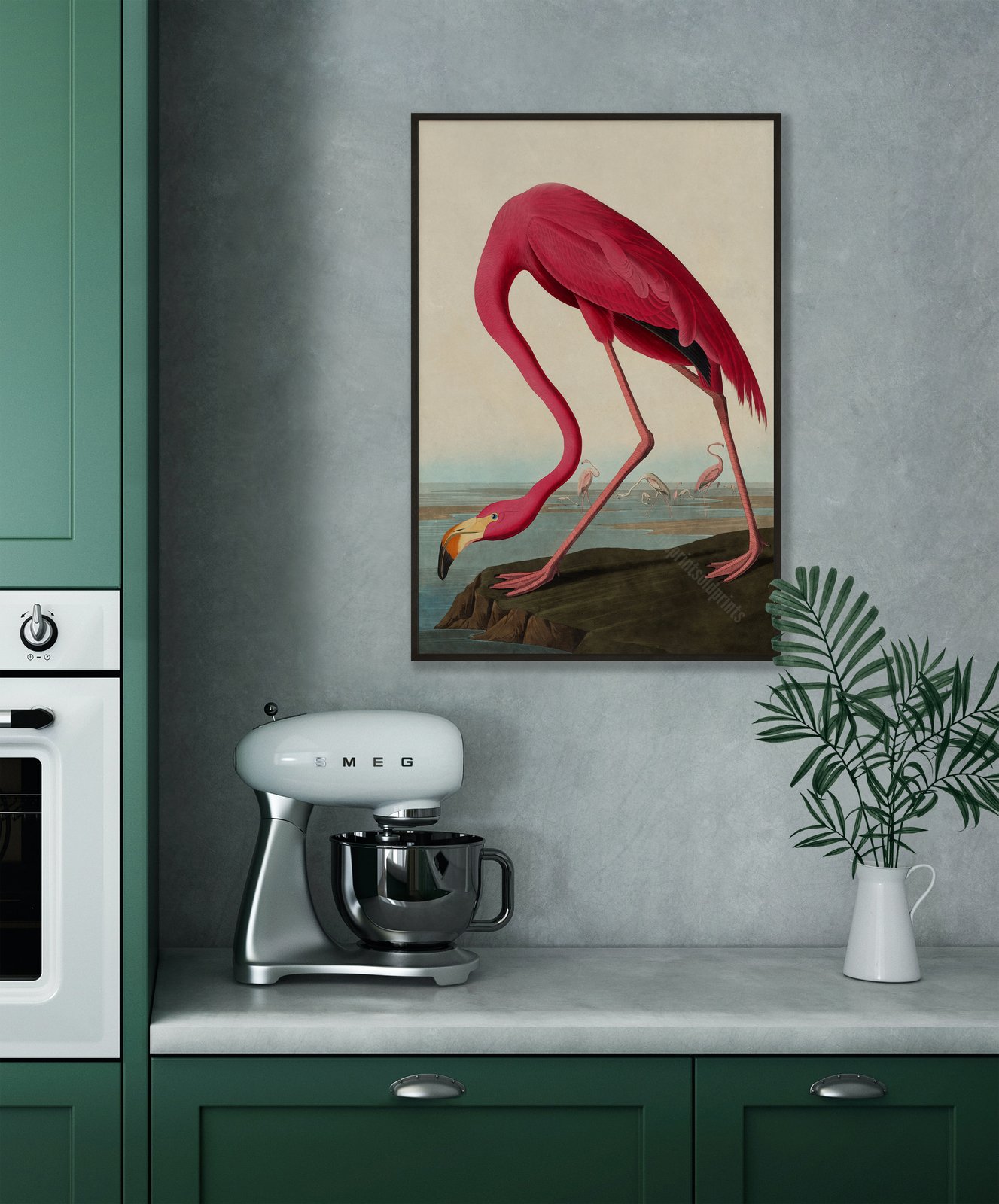 Pink Flamingo | John James Audubon | Retro Tropical Print | Animal