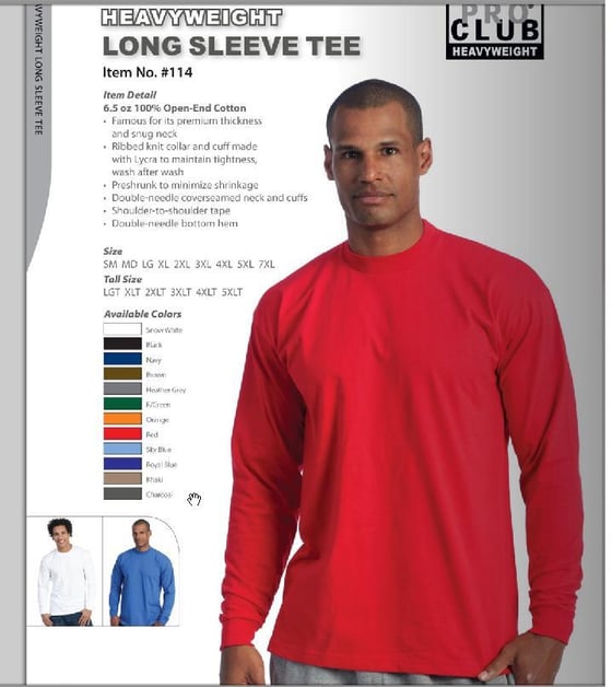 Image of Long Sleeve Tees-HEAVYWEIGHT PRO CLUB 