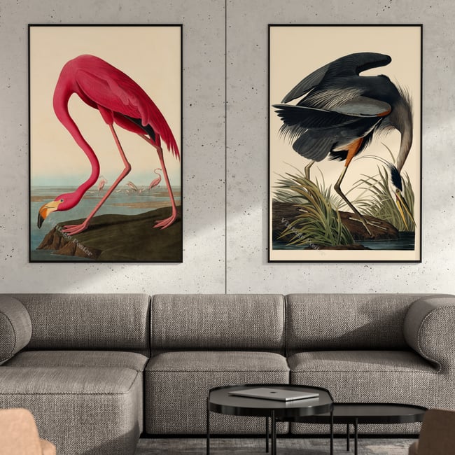 Great Blue Heron | John James Audubon | Retro Tropical Print | Animal Kingdom Poster | Vintage Print