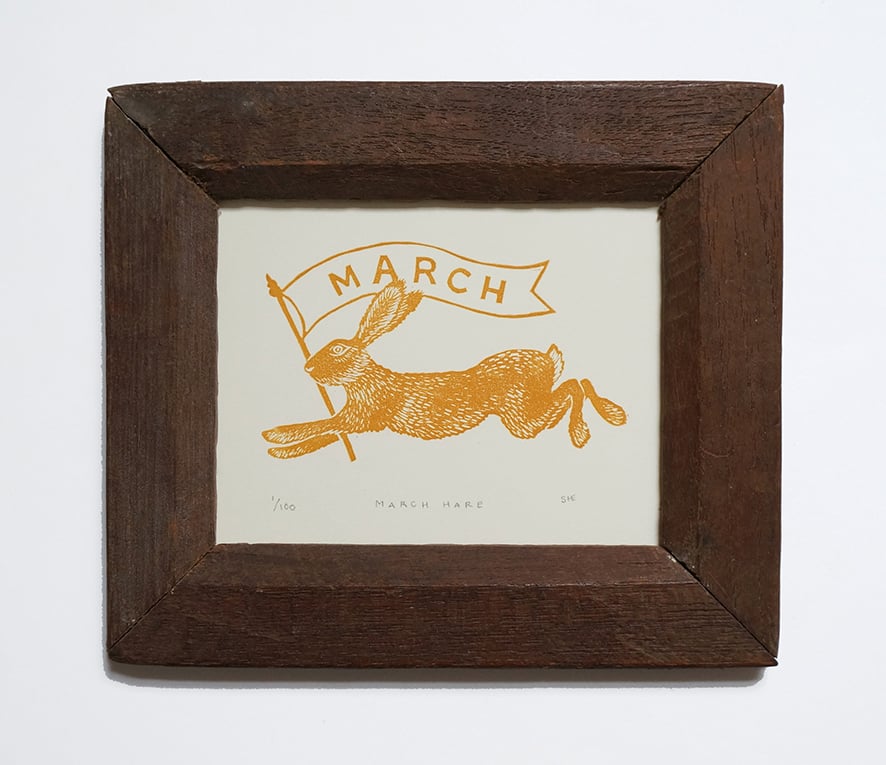 Image of March Hare - Linocut