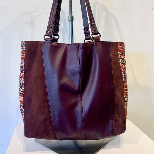 Two-toned Burgundy Reclaimed Leather Tote bag