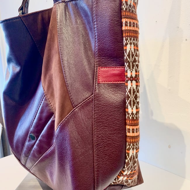 Two-toned Burgundy Reclaimed Leather Tote bag
