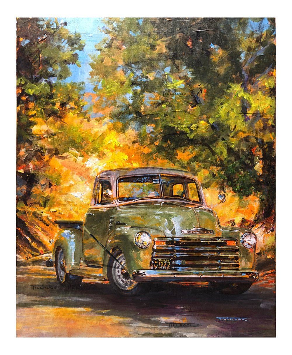 Image of "Olive" 1950 Chevy Thriftmaster Painting (16x20) or (24 x 30) Signed & Numbered Giclee' Prints 