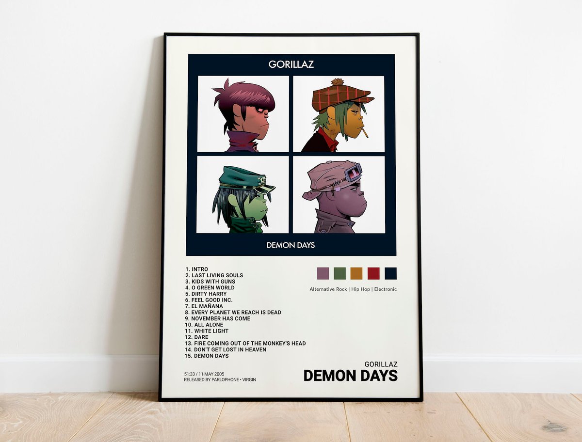 Gorillaz feel текст. Gorillaz Demon Days Постер. Плакат Gorillaz Demon Days. Gorillaz Demon Days обложка. Gorillaz Demon Days альбом.