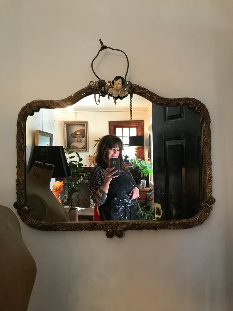 Image of Antique mixed media mirror