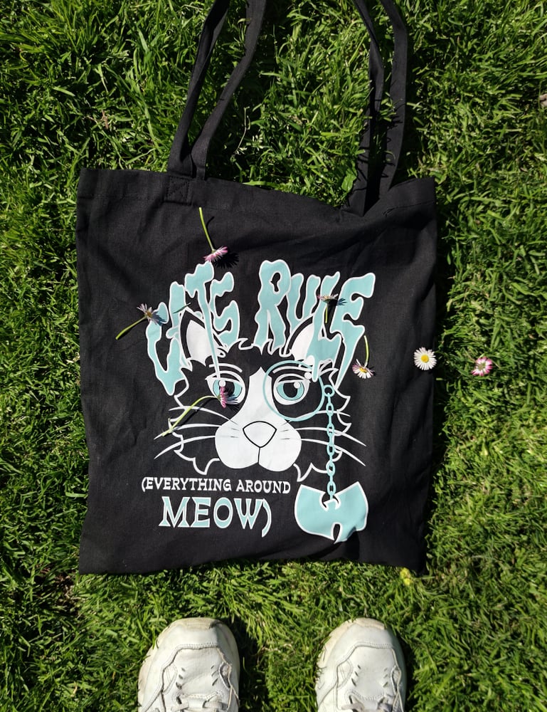 Image of Socio Wu Totebag-Cats Rule Everything Around Meow