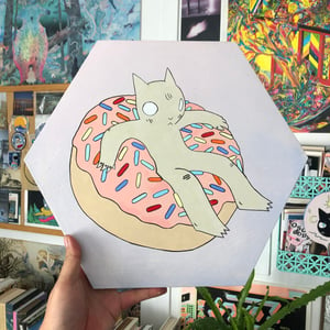 Image of Donut Cat Hex Painting 