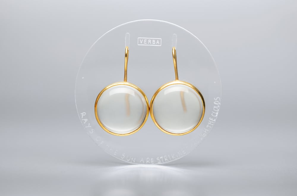 Image of "Rays of the sun..." gold plated silver earrings with rock crystals · RADII SE INTER NUBILA...  ·