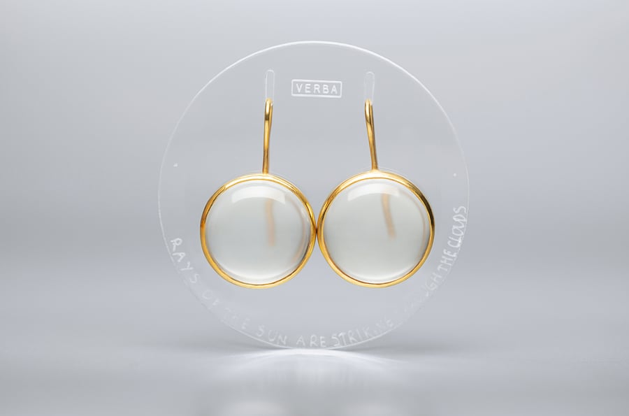 Image of "Rays of the sun..." gold plated silver earrings with rock crystals · RADII SE INTER NUBILA...  ·
