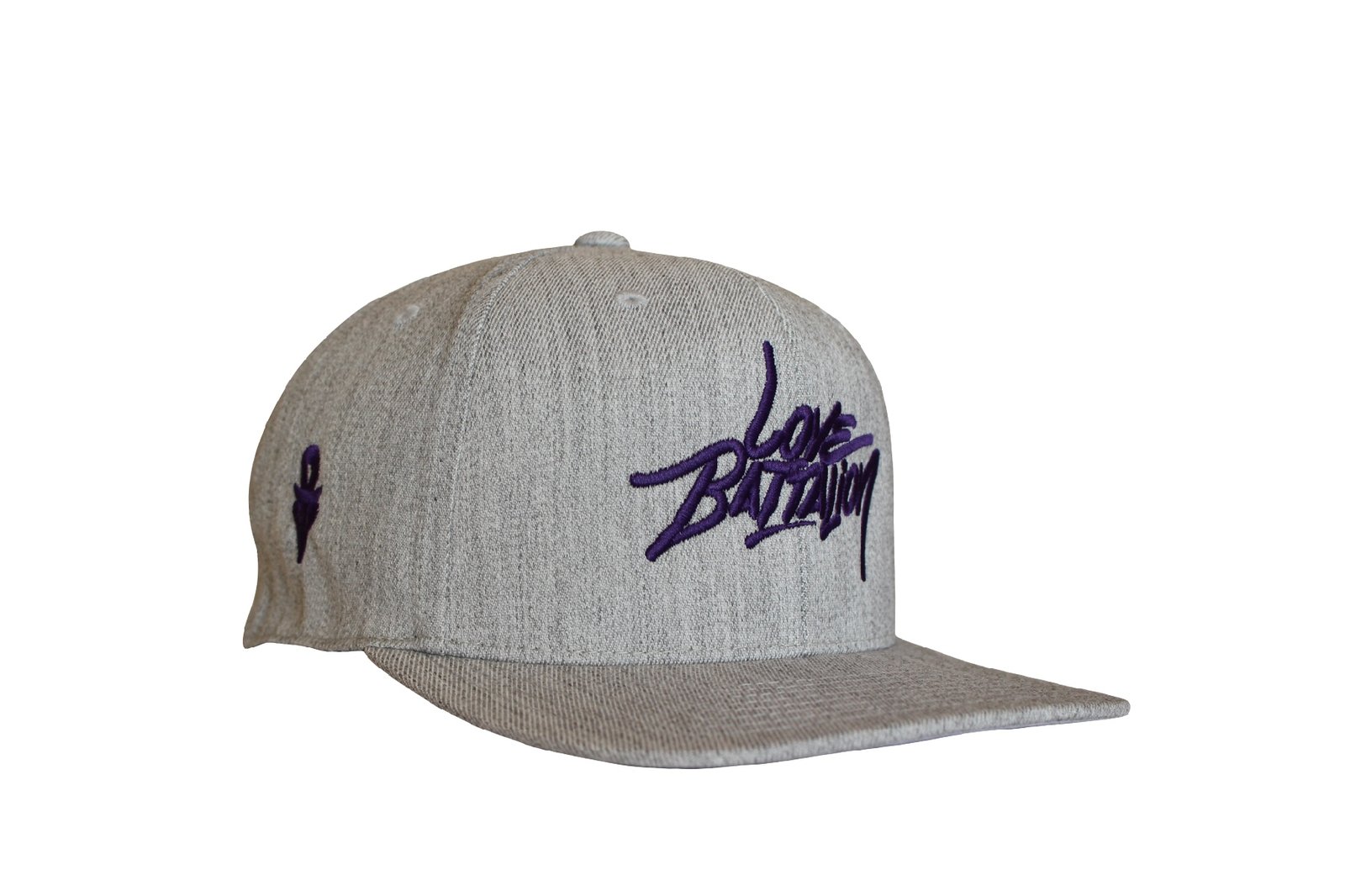 purple and grey hat