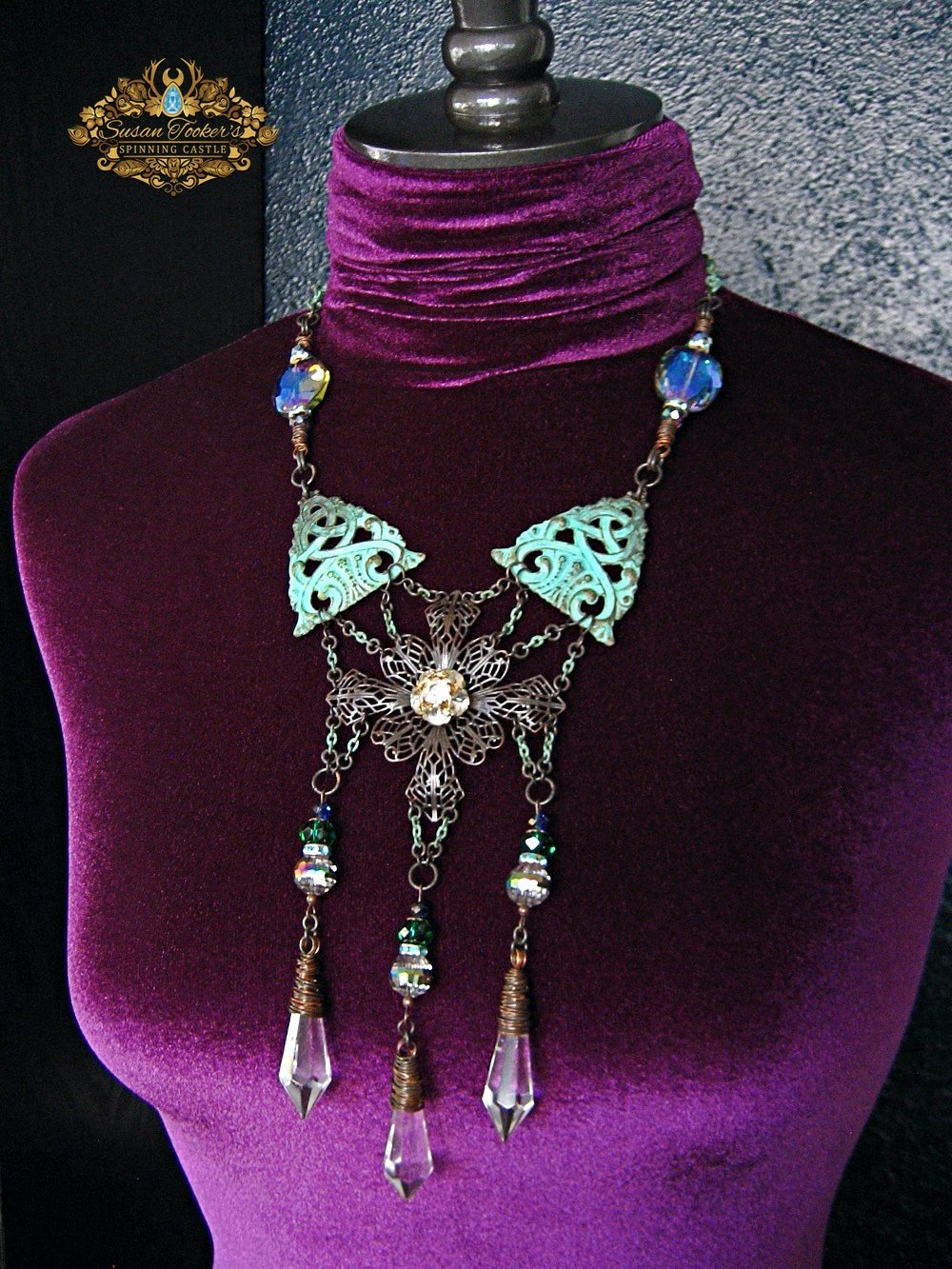Image of DREAM GARDEN - Crystal Vintage Chandelier Drop Statement Necklace Enchantment Collection 