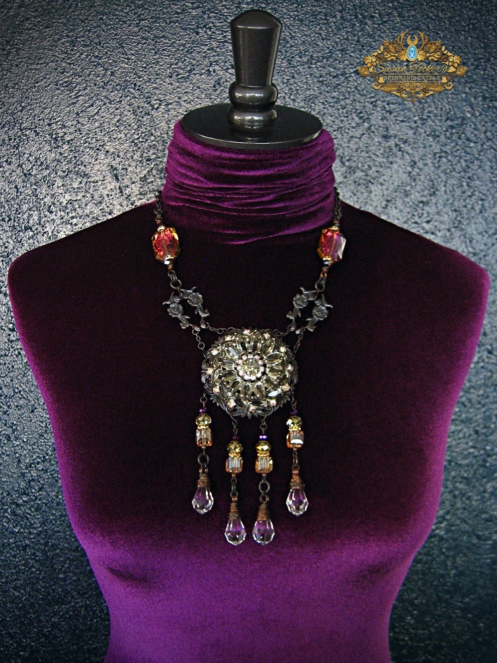Image of DAYBREAK - Rhinestone Crystal Vintage Chandelier Drop Statement Necklace Enchantment Collection