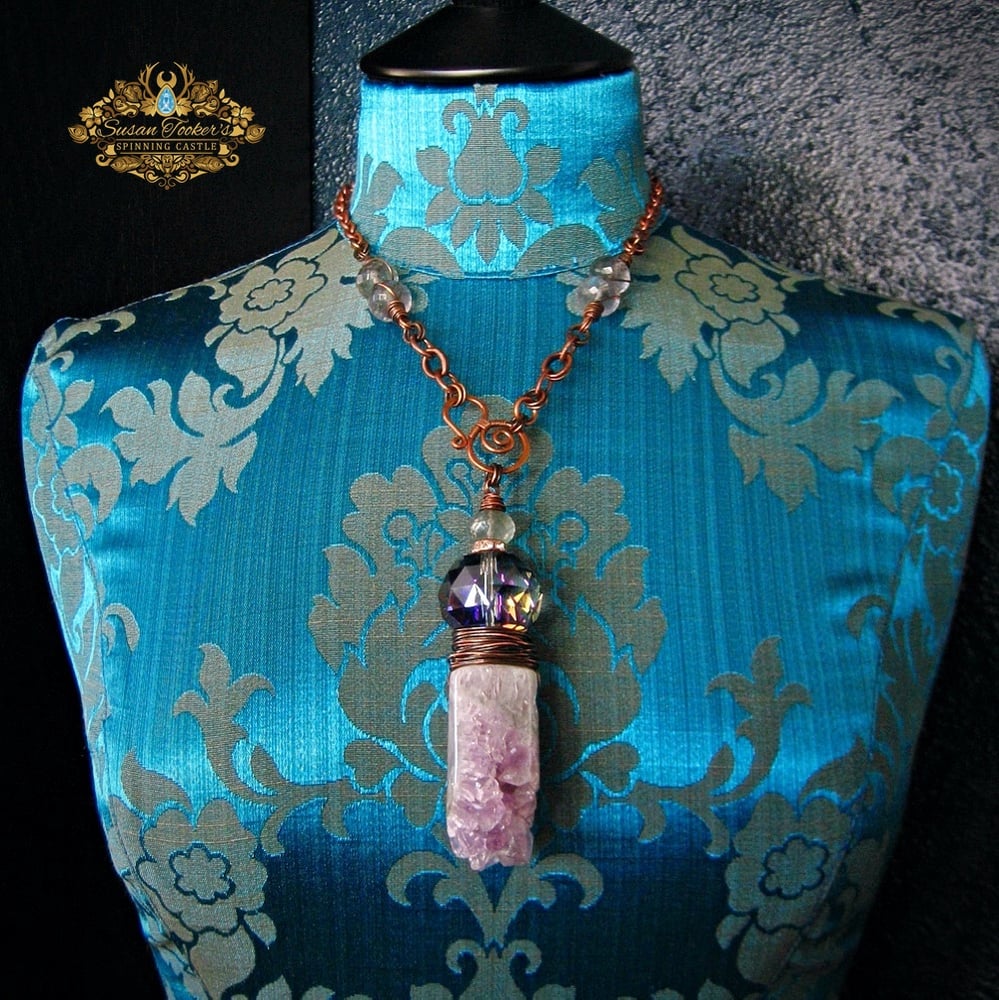 Image of ORACLE - Amethyst Druzy Quartz Crystal Geode Pendant Statement Necklace Witchy Jewelry