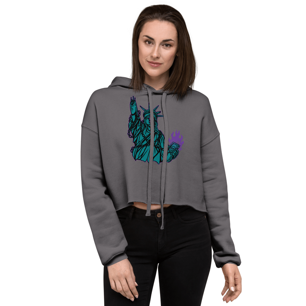LIBERTY IS DEAD PRINTED CROP HOODIE