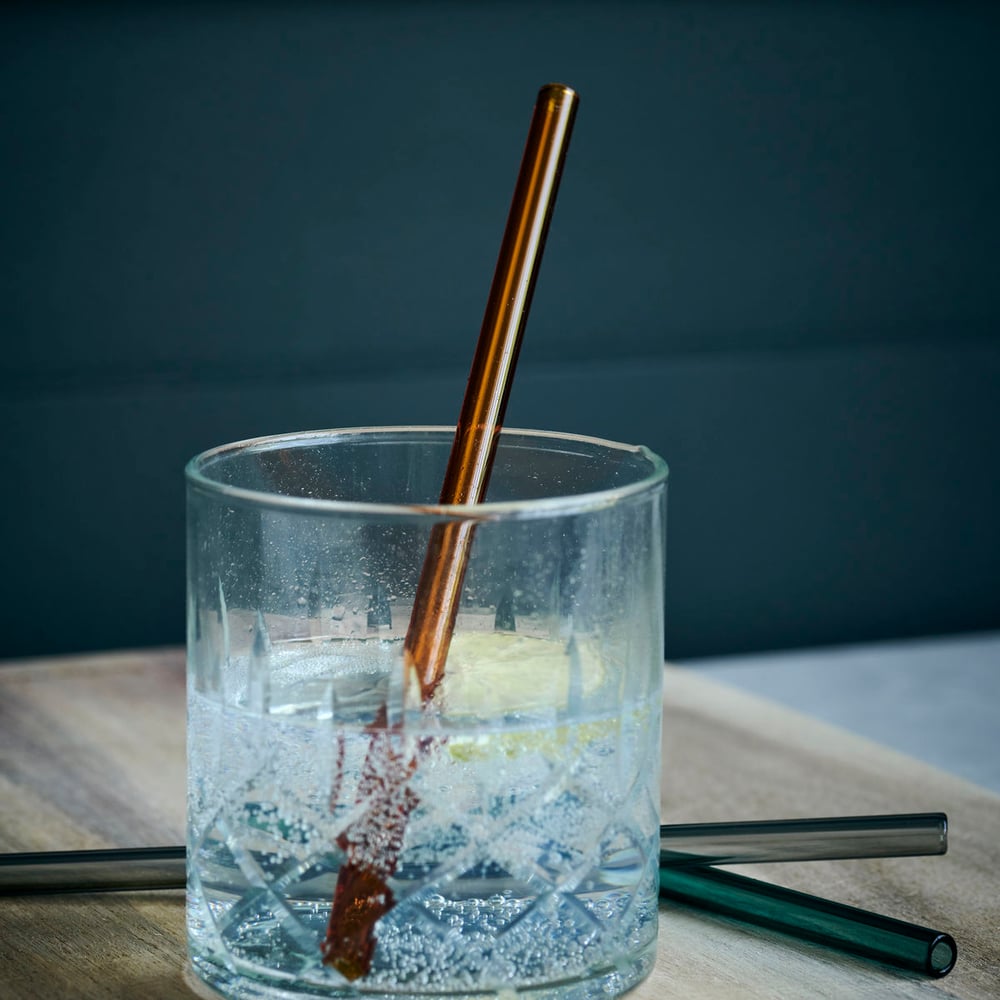 Image of Set of coloured glass straws