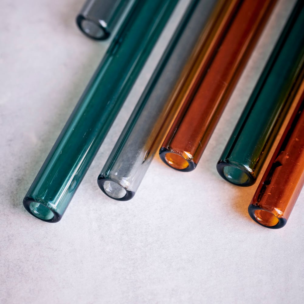 Image of Set of coloured glass straws