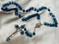 Image 1 of Dark Aqua Ladder-Style Rosary Beads