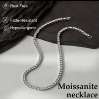 Image 5 of Full Diamond 4MM Tennis Moissanite Necklace