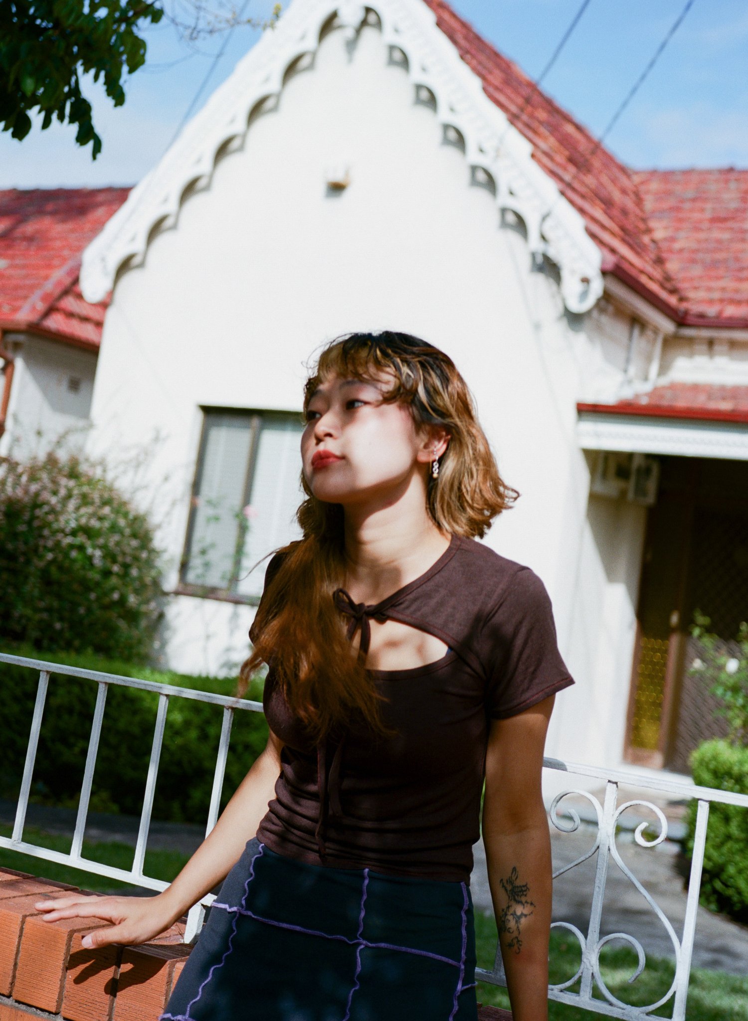 Image of No. 10 / Choker Baby Tee - Choccy