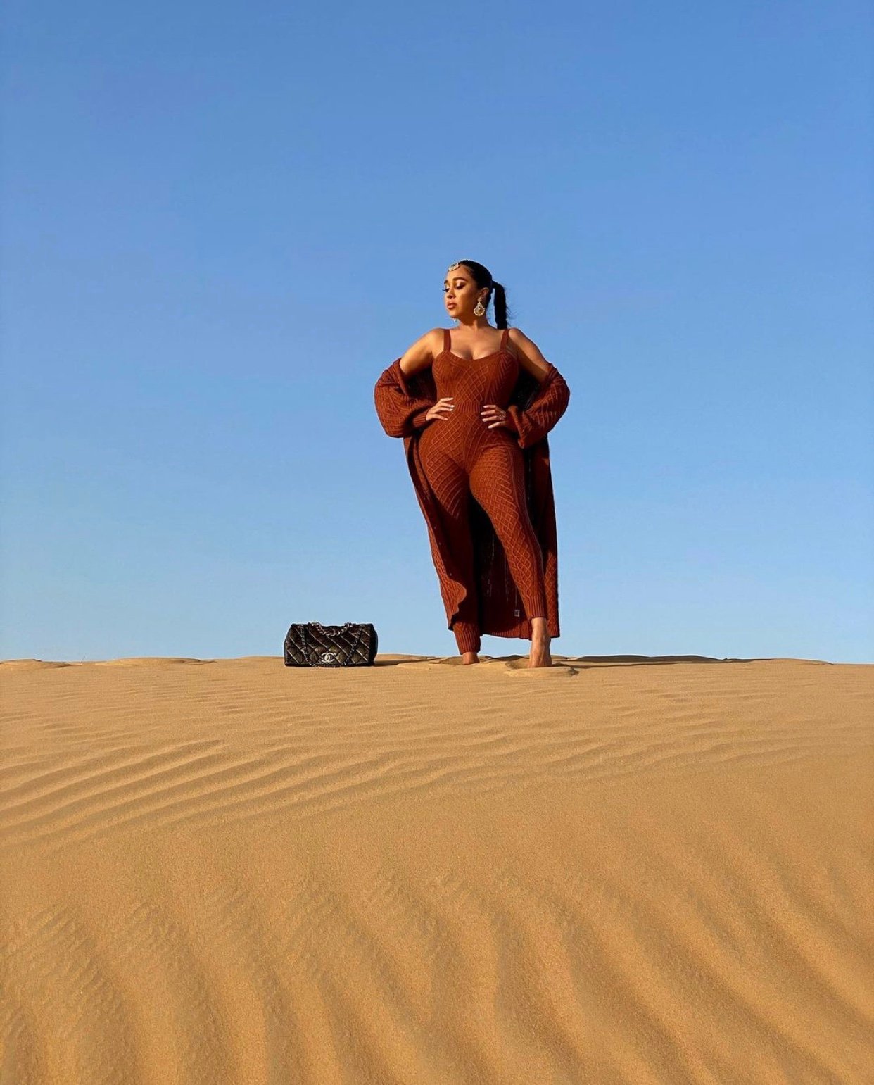 Image of RUST SWEATER JUMPSUIT WITH MATCHING COVER-UP (MEDIUM)