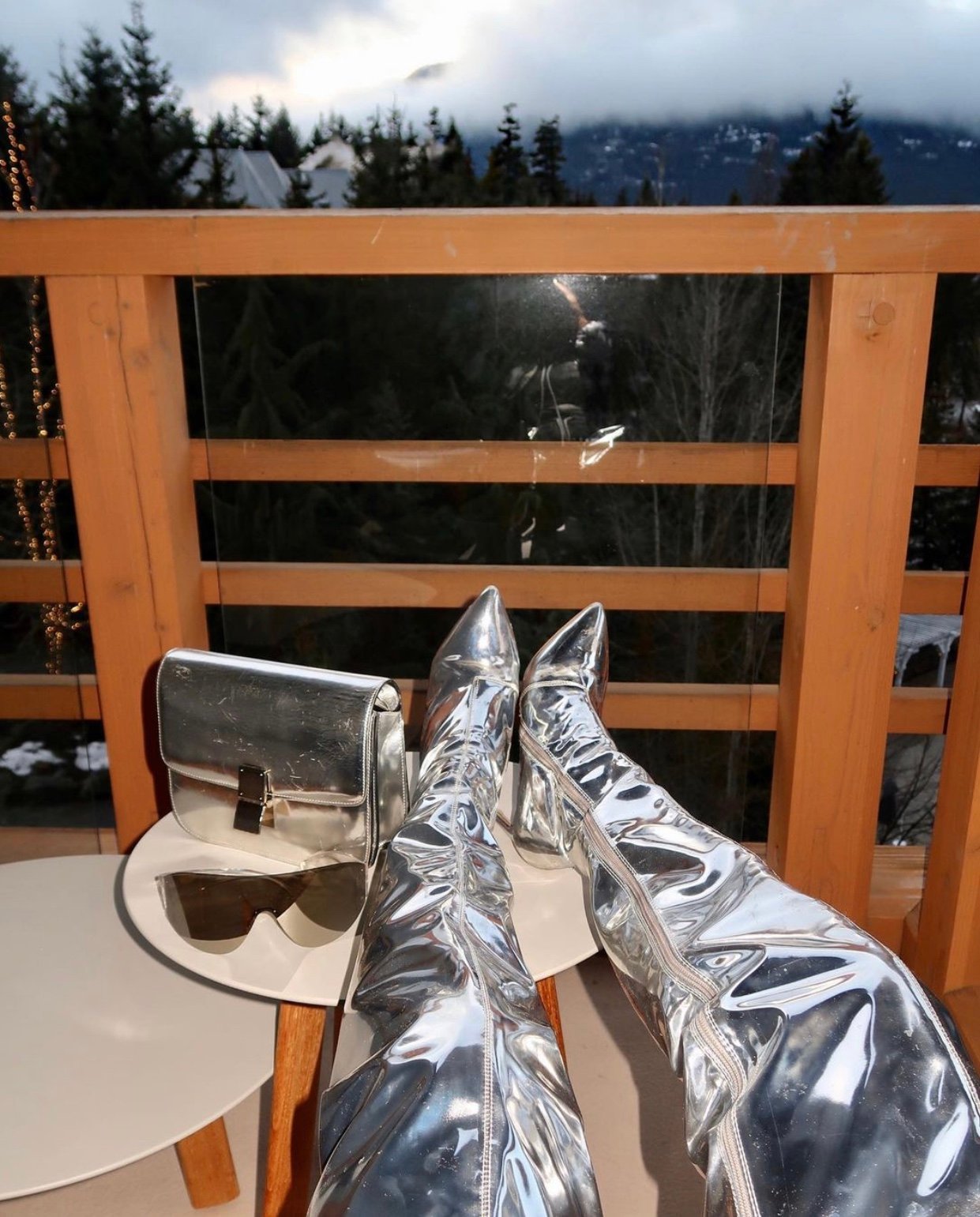 Image of METALLIC SILVER KNEE-HIGH BOOTS (US 10)