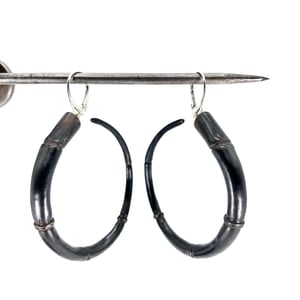 Image of Tendril Hoop Earrings, Black #1