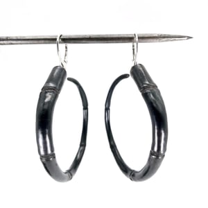 Image of Tendril Hoop Earrings, Black #2